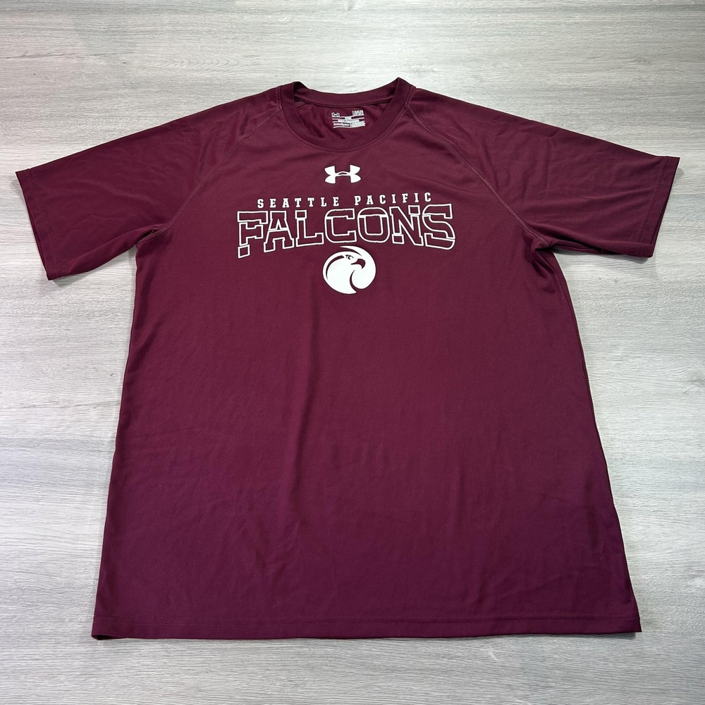 Seattle Pacific Falcons Shirt T-Shirt Mens Large Maroon Under Armour HeatGear